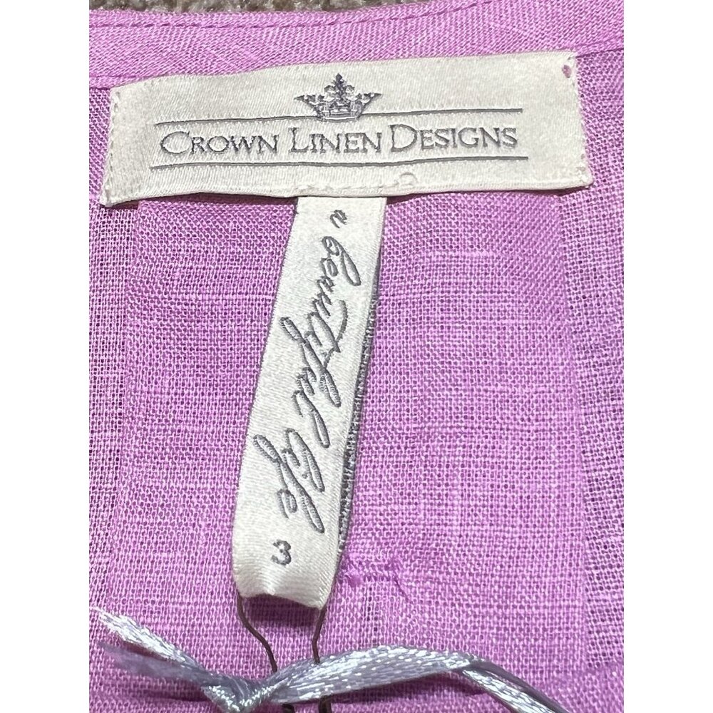 Crown Linen Designs Women’s Top 3 Plus Size 3X Bell Sleeve 100% Linen NWT - Picture 2 of 6